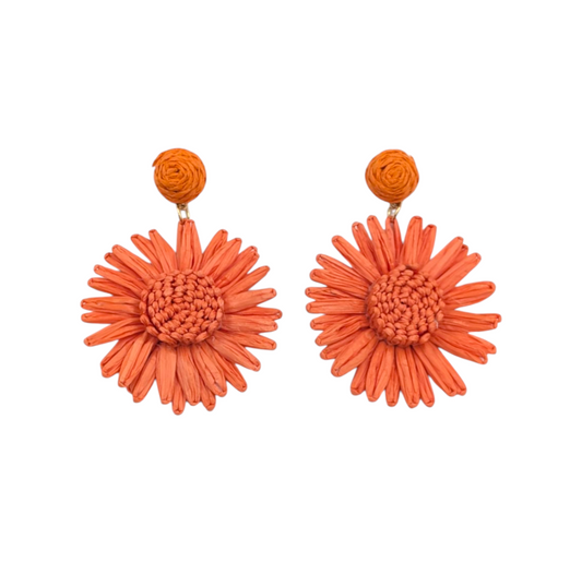 LAST TRUE ANGEL Woven Sunflower Earrings in Orange