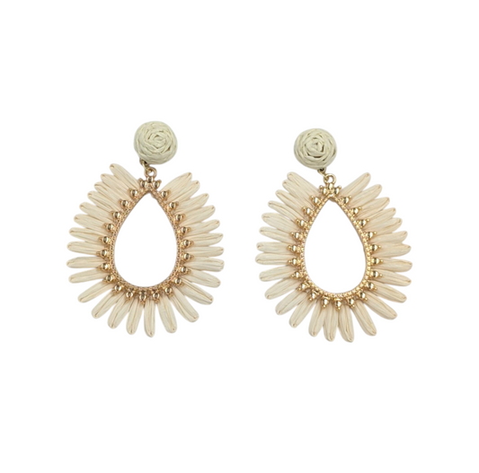 LAST TRUE ANGEL Woven Pear Shape Earrings in Ivory