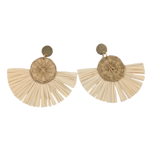 LAST TRUE ANGEL Raffia Fan Earrings