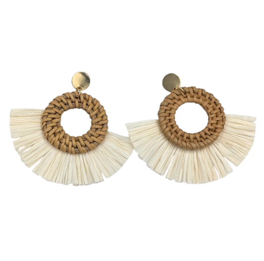 LAST TRUE ANGEL Raffia Circle Fan Earrings