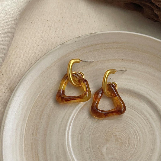 LAST TRUE ANGEL 14kt Gold Plated & Resin Triangle Earrings
