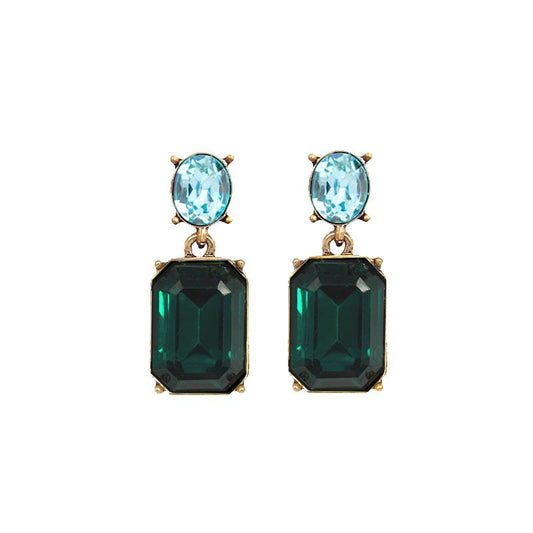 LAST TRUE ANGEL Gem Drop Earrings in Aqua & Emerald