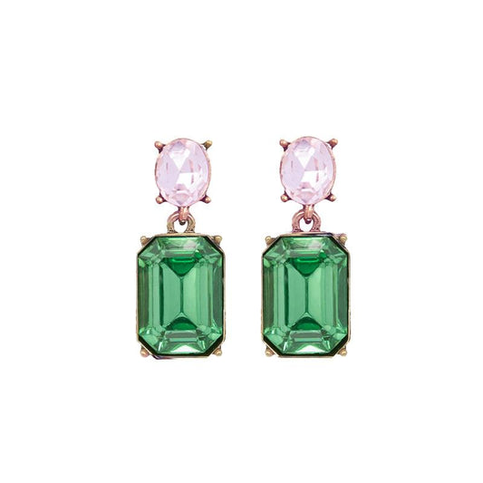 LAST TRUE ANGEL Gem Drop Earrings in Pink & Emerald