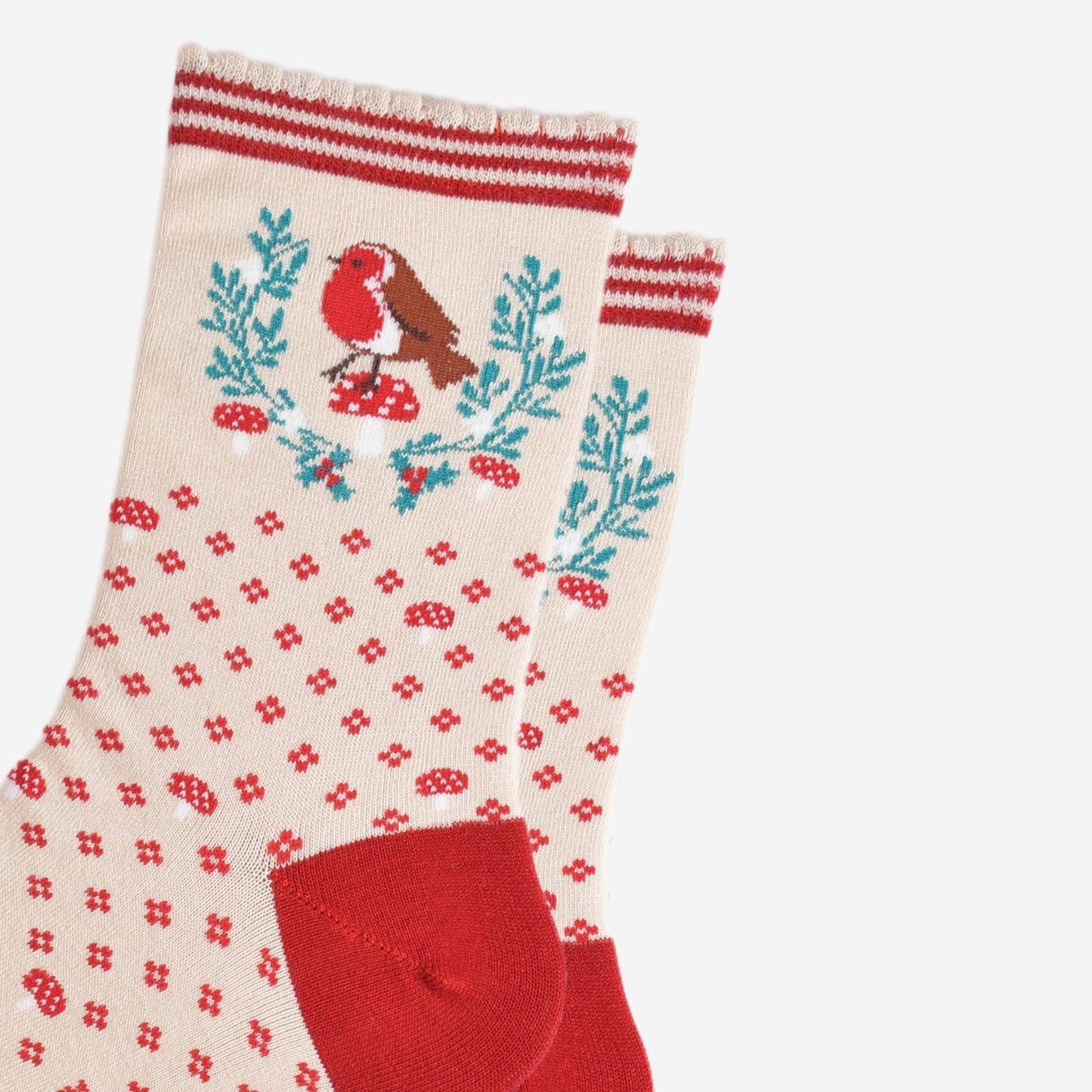 Festive Wreath Robin Bamboo Socks