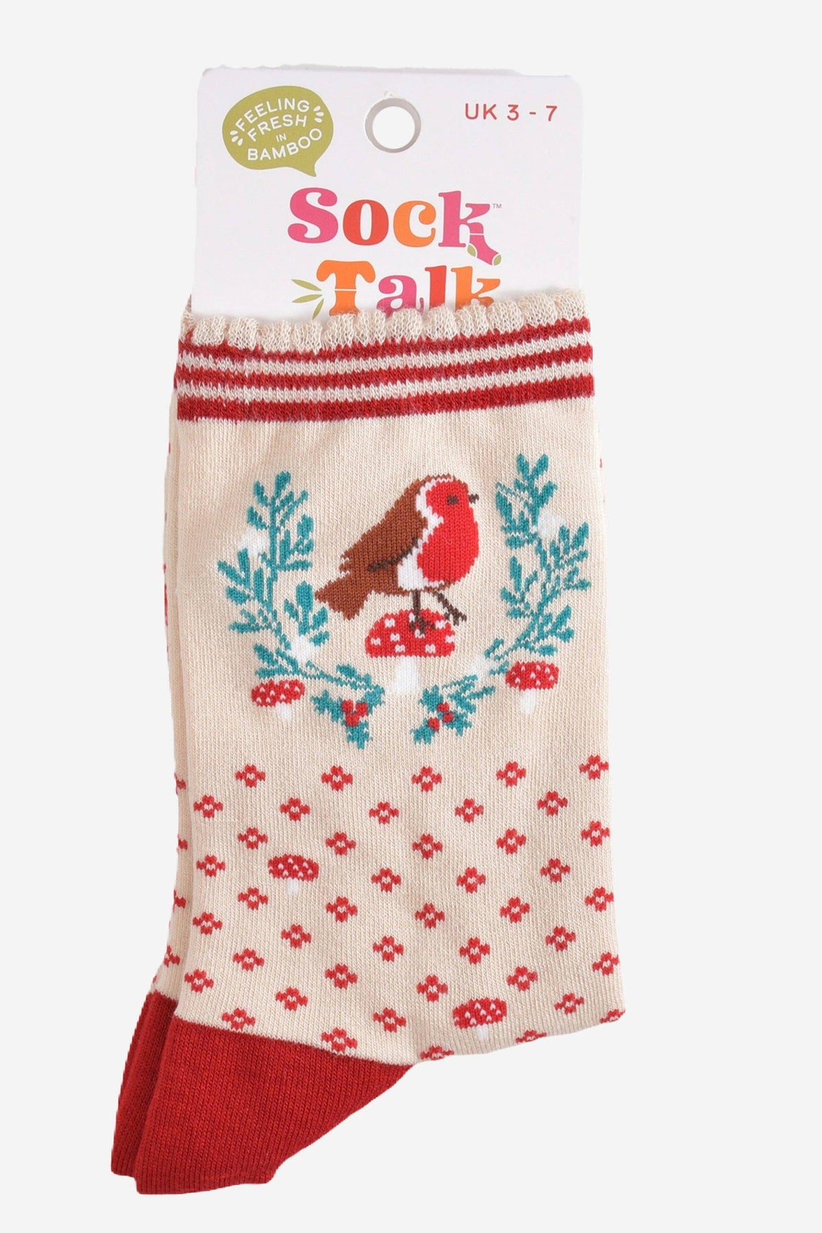 Festive Robin Wreath Bamboo Socks