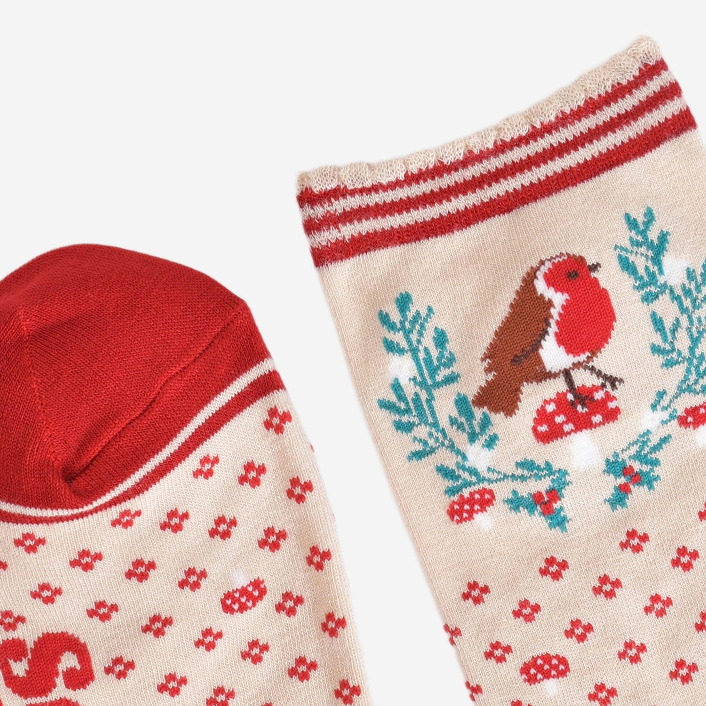 Festive Wreath Robin Bamboo Socks