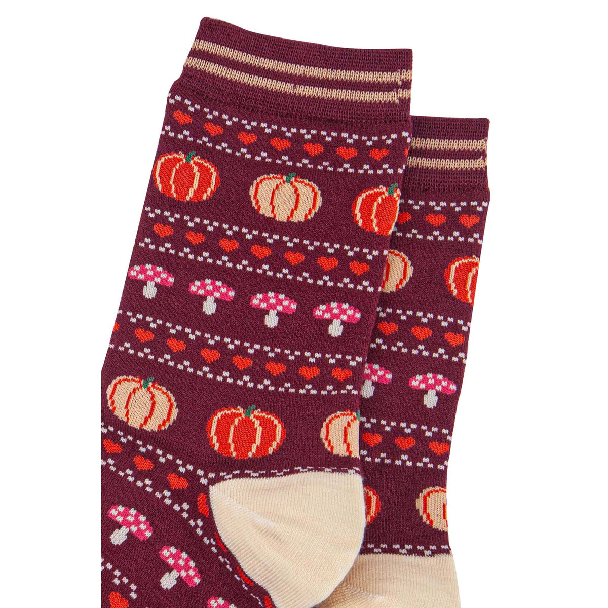 Fair Isle Pumpkin & Toadstool Bamboo Socks