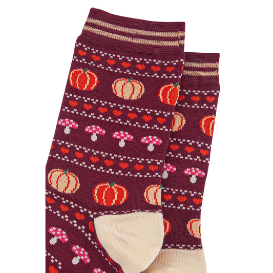 Fair Isle Pumpkin & Toadstool Bamboo Socks