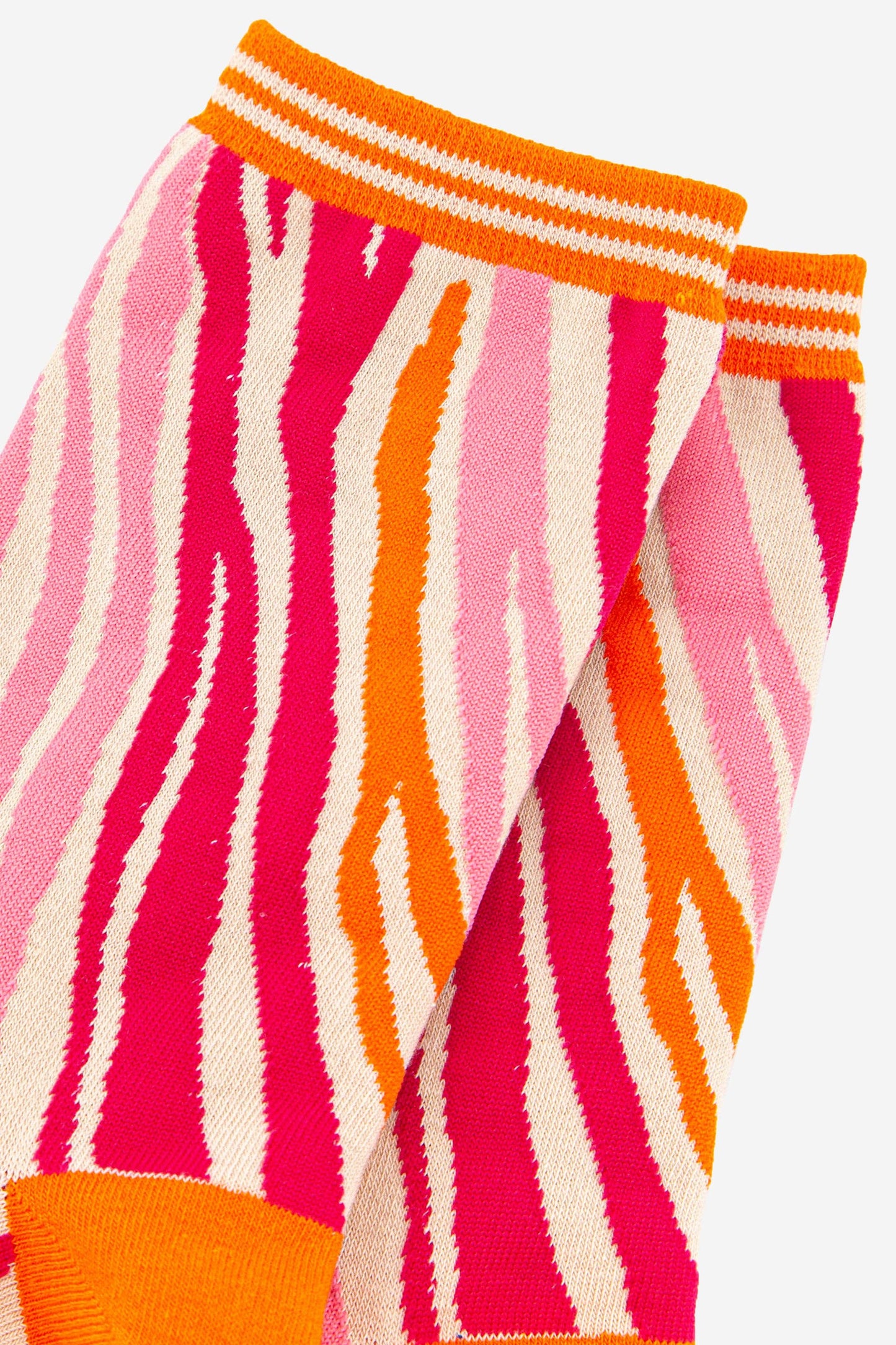 Zebra Print Bamboo Socks in Orange Pink