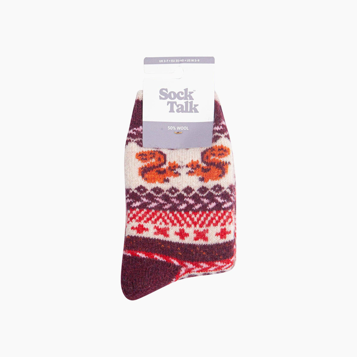 Thick Squirrel Fair Isle Wool Blend Socks (3-7)