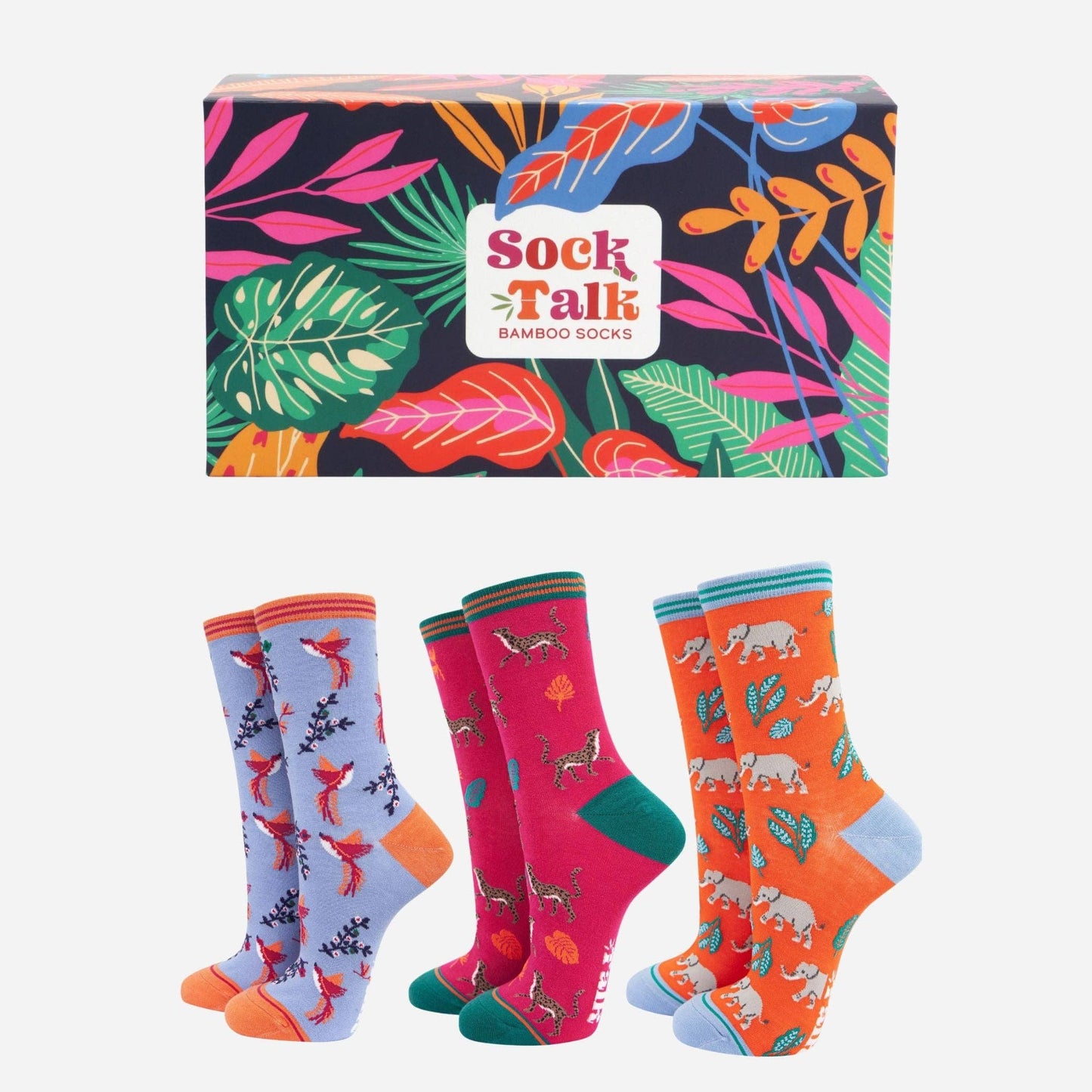 Jungle Animals Bamboo Socks Gift Set Box