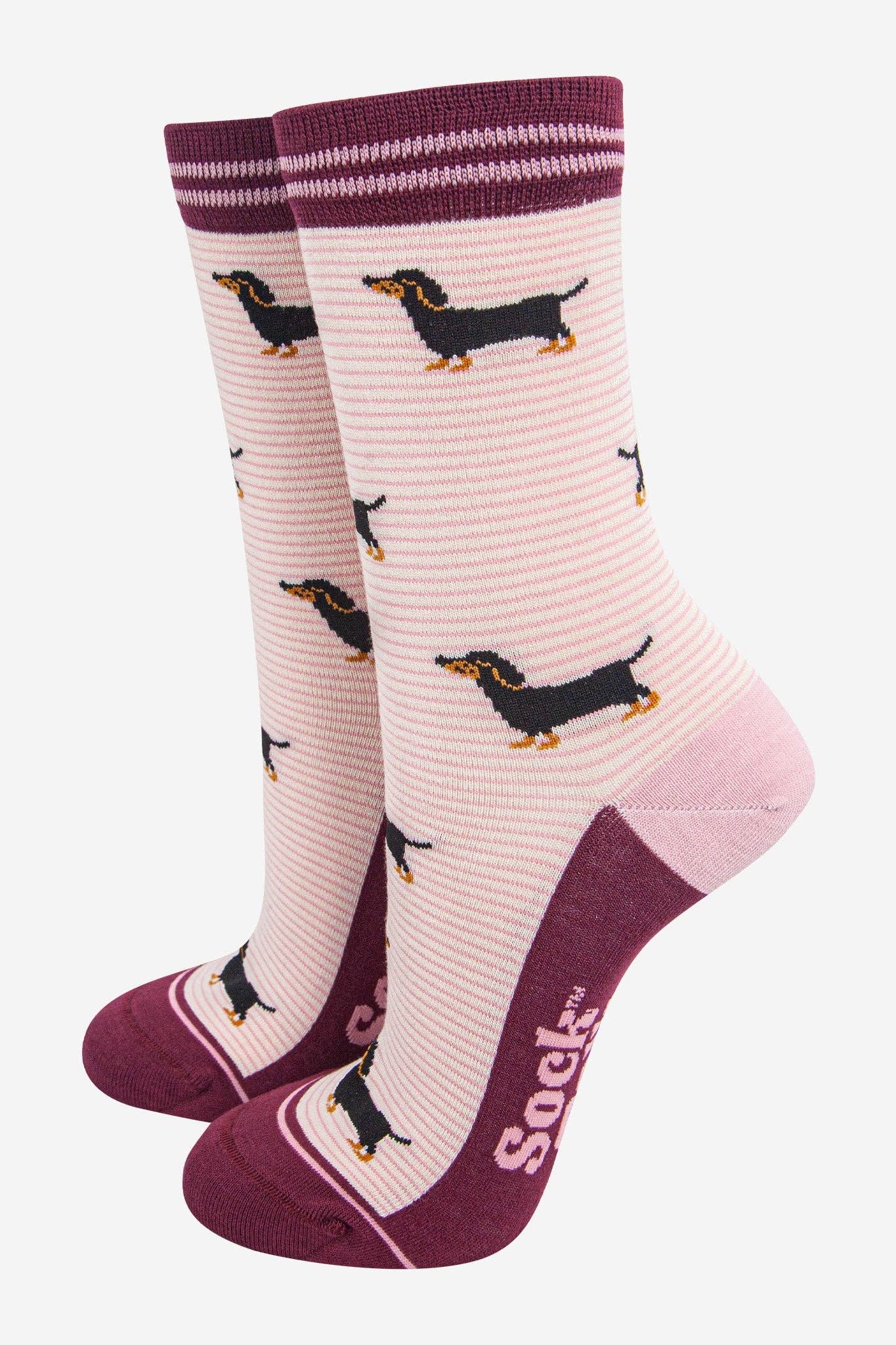 Sausage Dog Stripe Bamboo Socks