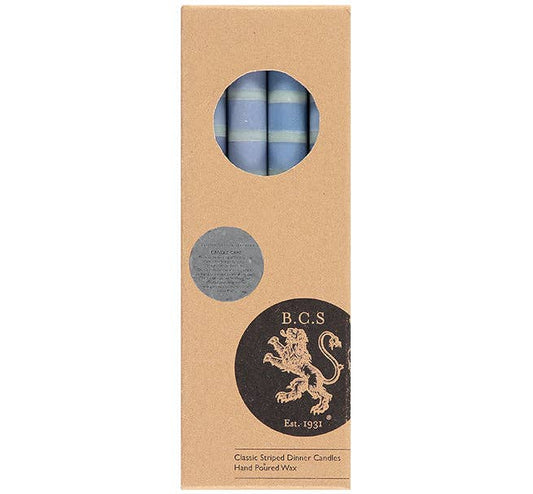 Striped Opaline, Pompadour & Rust Eco Dinner Candles, 4 pack