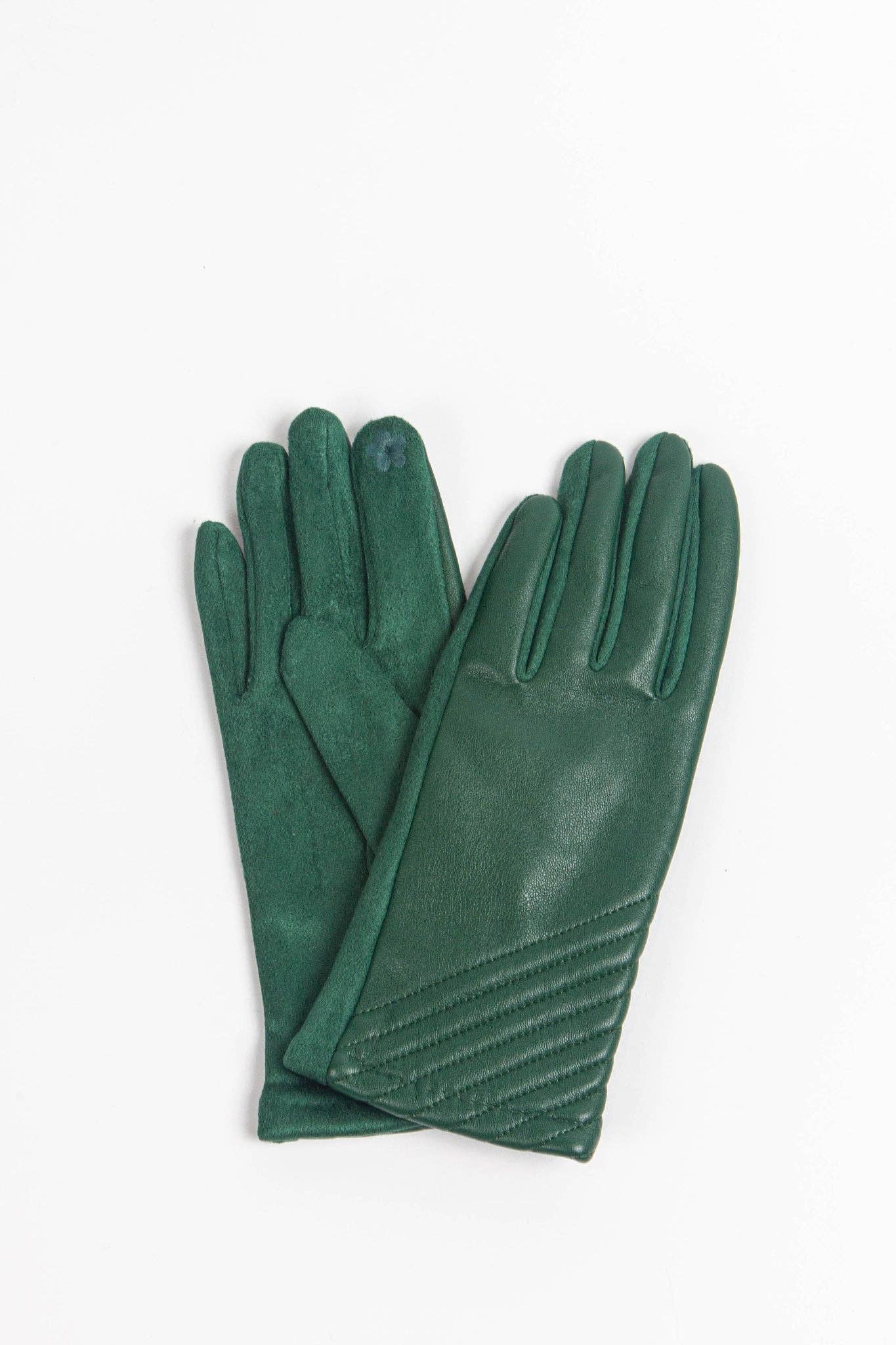 Diagonal Stitch Gloves in Emerald