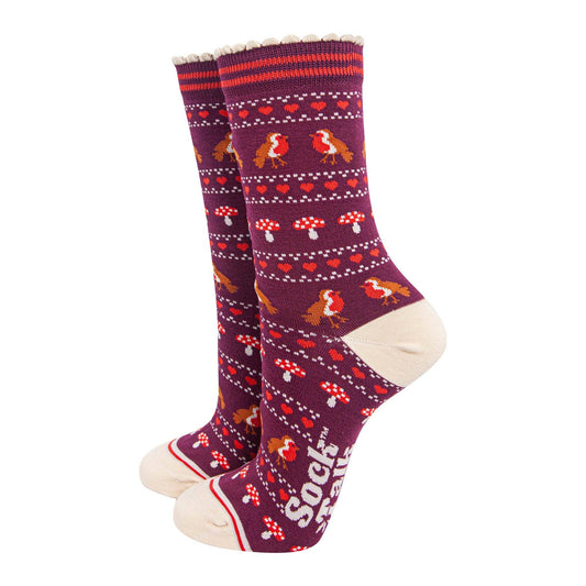 Fair Isle Robin Bamboo Socks