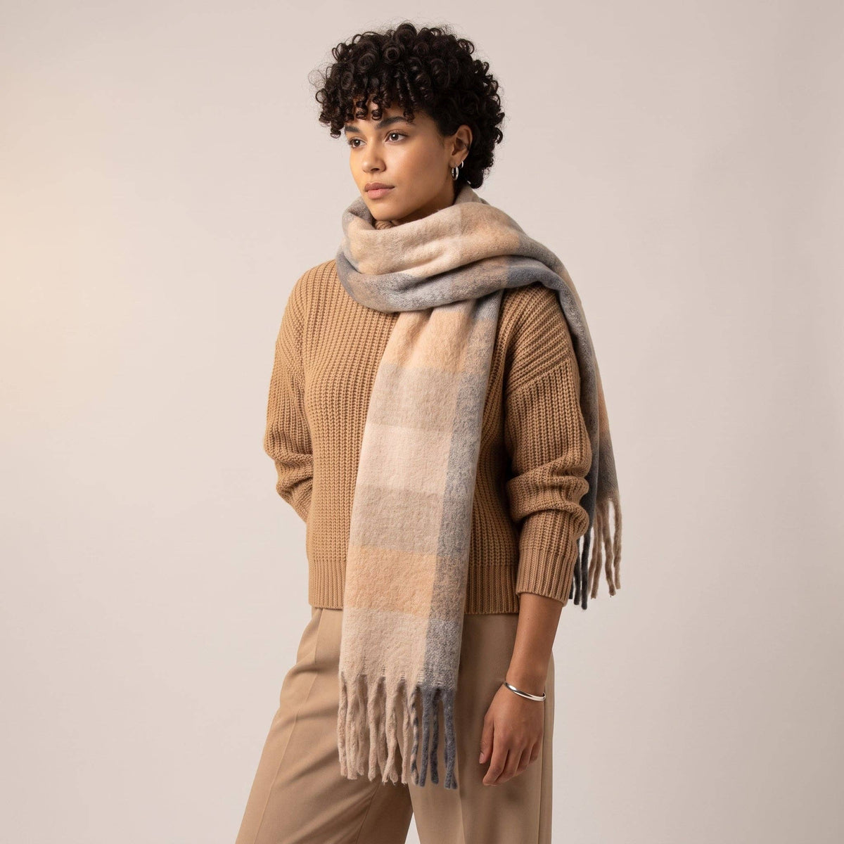 Allie Heavyweight Scarf - Neutral Colour Block