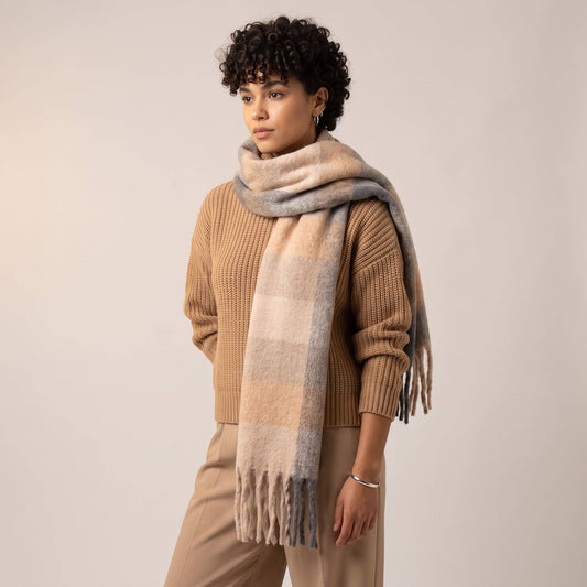 Allie Heavyweight Scarf - Neutral Colour Block