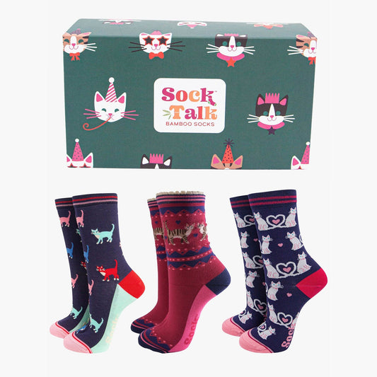 Kitty Cats Bamboo Socks Gift Set Box