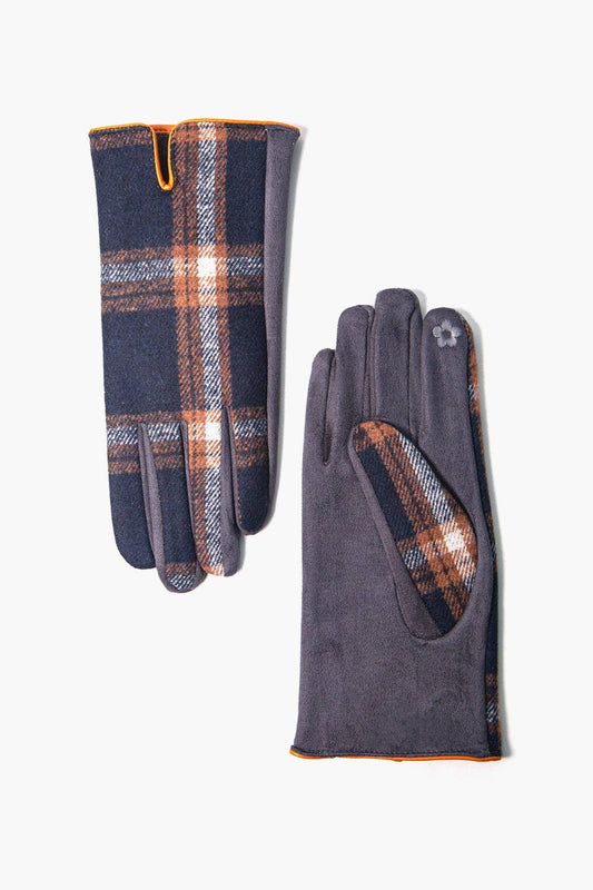 Black & Orange Tartan Gloves