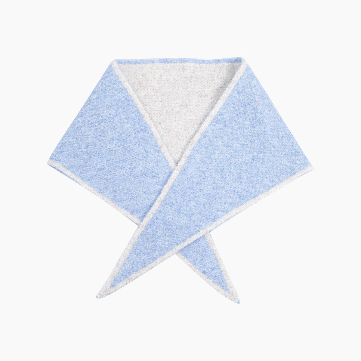 Contrast Trim Triangle Scarf - Blue/Cream