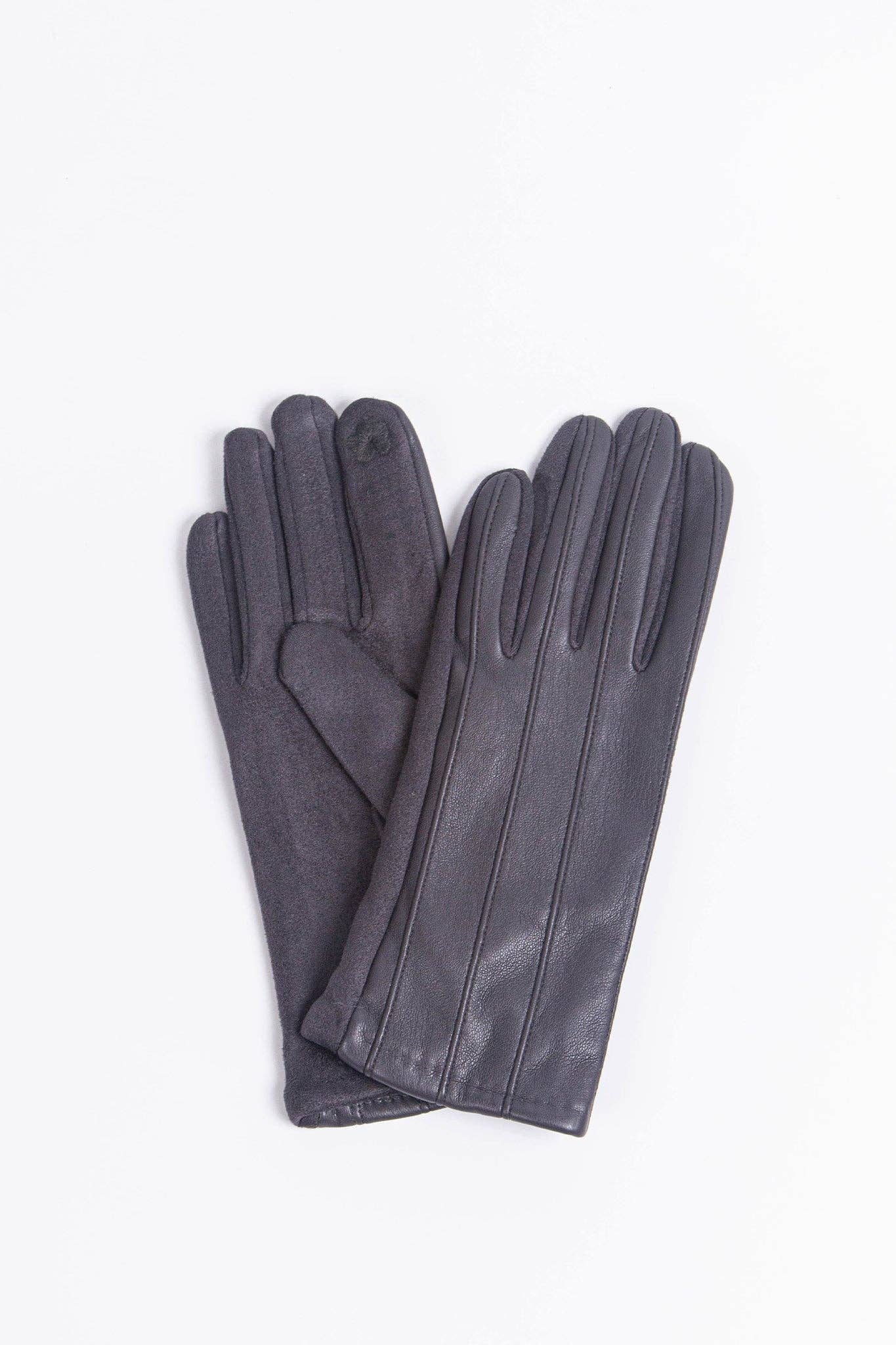 Vertical Stitch Gloves in Grey