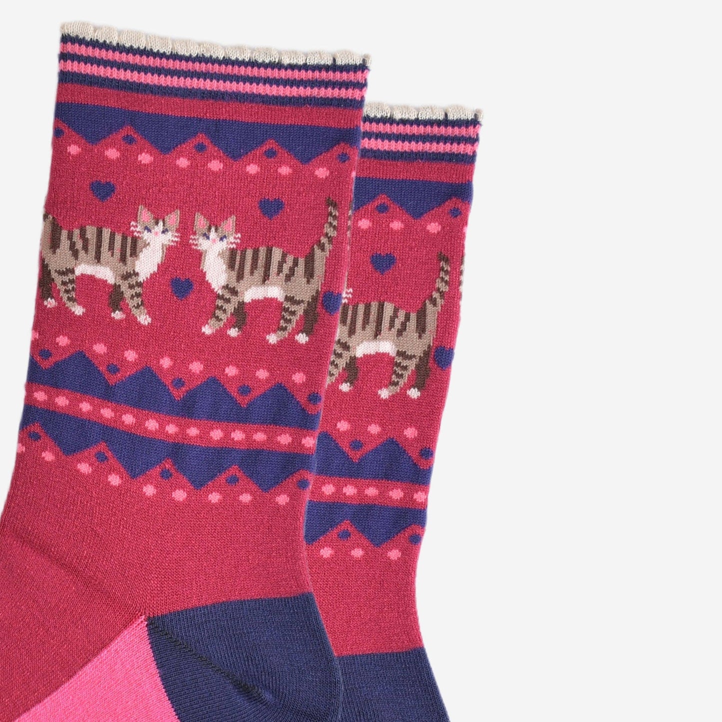 Fair Isle Tabby Cats Bamboo Socks