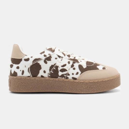 Millie Cow Print Stitch Trainers