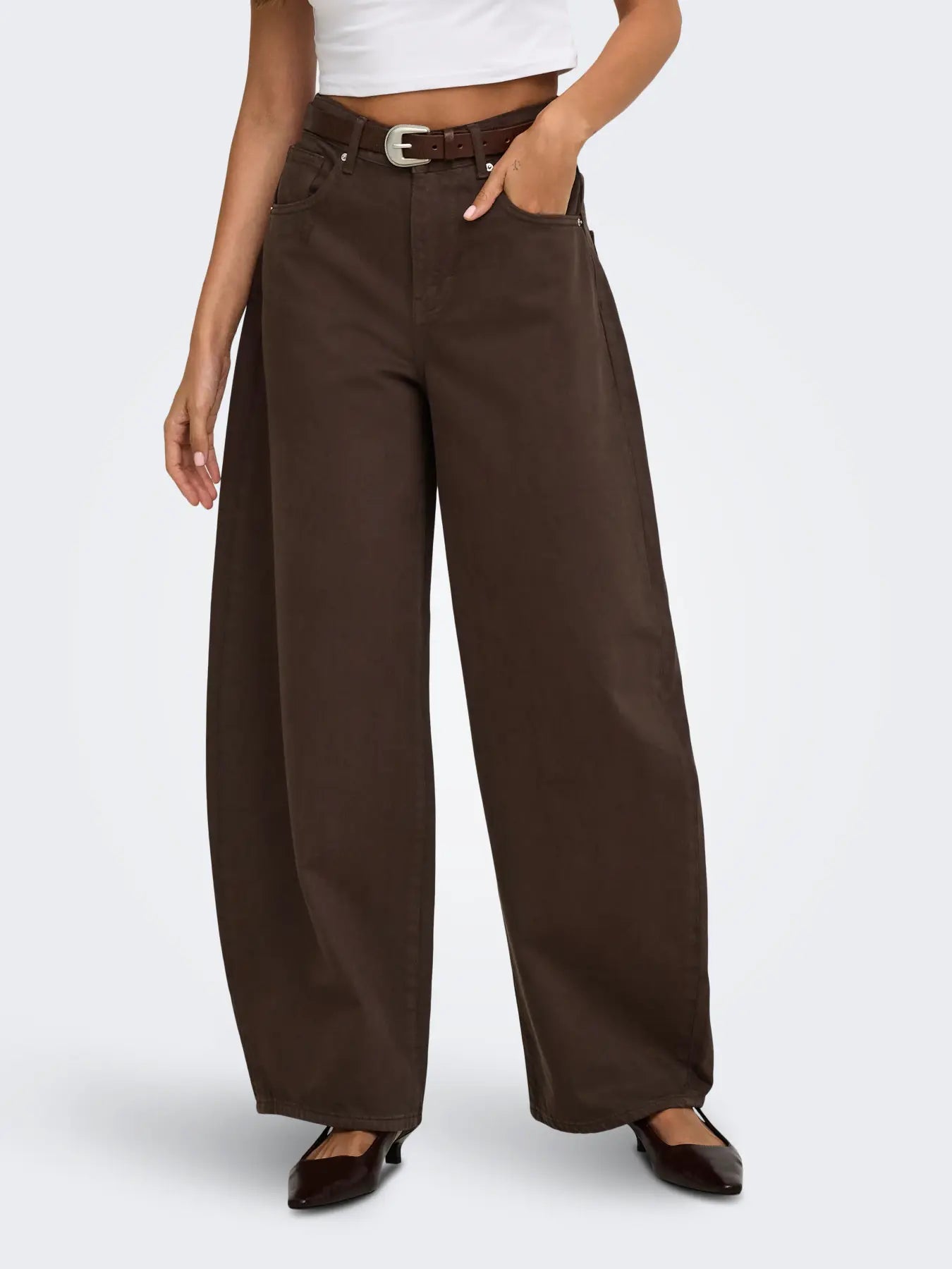 ONLY Taylor Barrel Leg Jeans Brown
