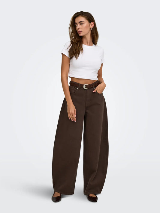 ONLY Taylor Barrel Leg Jeans Brown