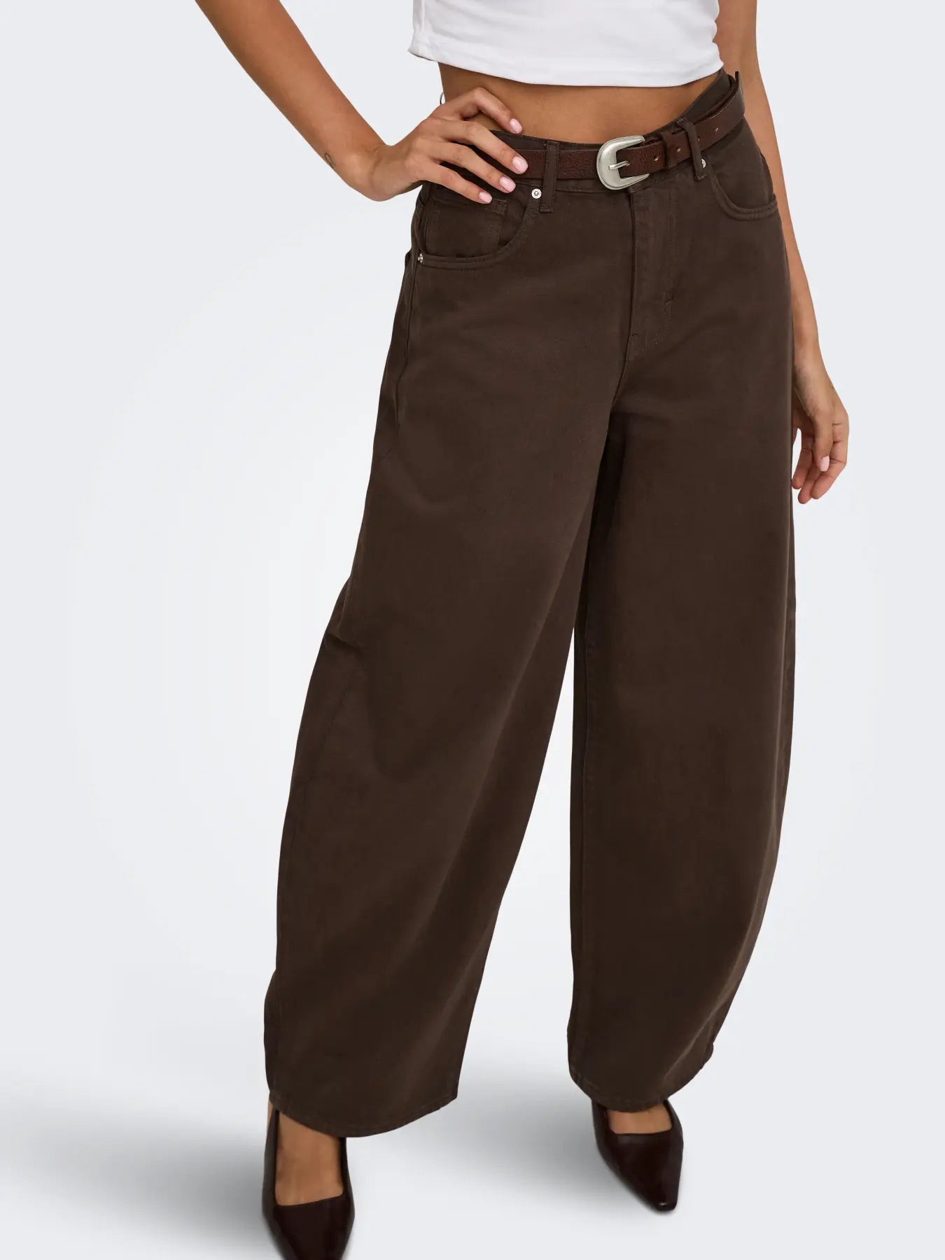 ONLY Taylor Barrel Leg Jeans Brown