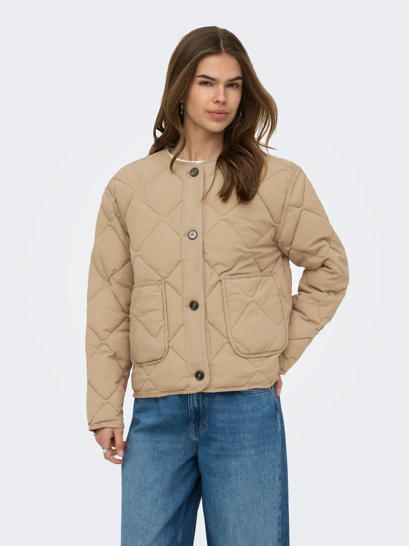 ONLY Harriet Quilted Jacket in Camel