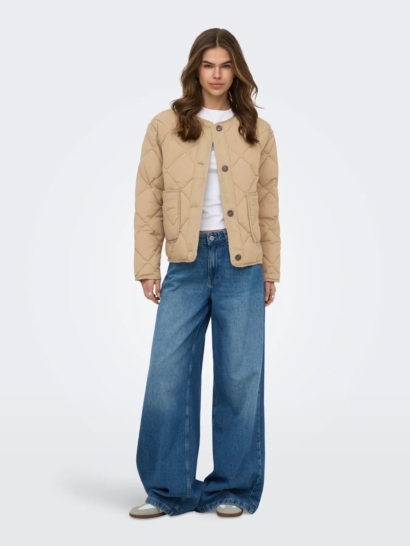 ONLY Harriet Quilted Jacket in Camel