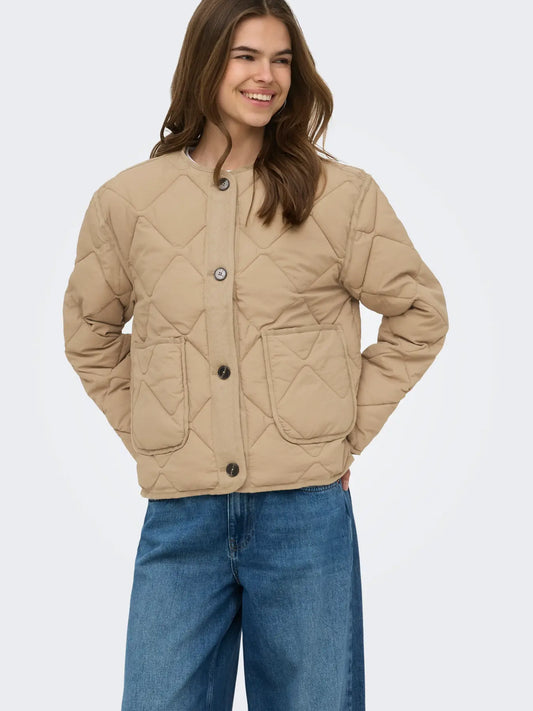 ONLY Harriet Quilted Jacket in Camel