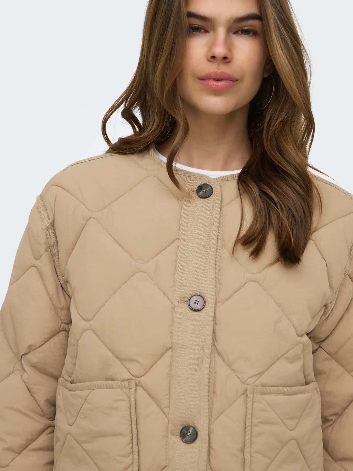 ONLY Harriet Quilted Jacket in Camel