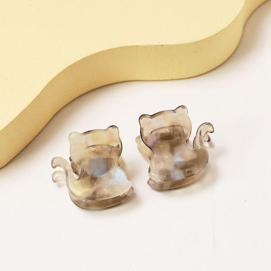Mini Grey Kitty Claw Clips