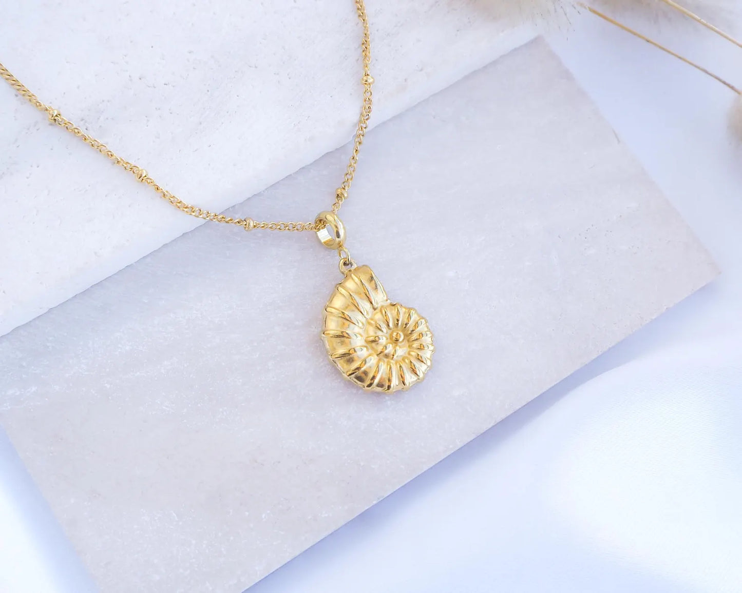 LAST TRUE ANGEL 18ct Plated Gold Ammonite Pendant Necklace