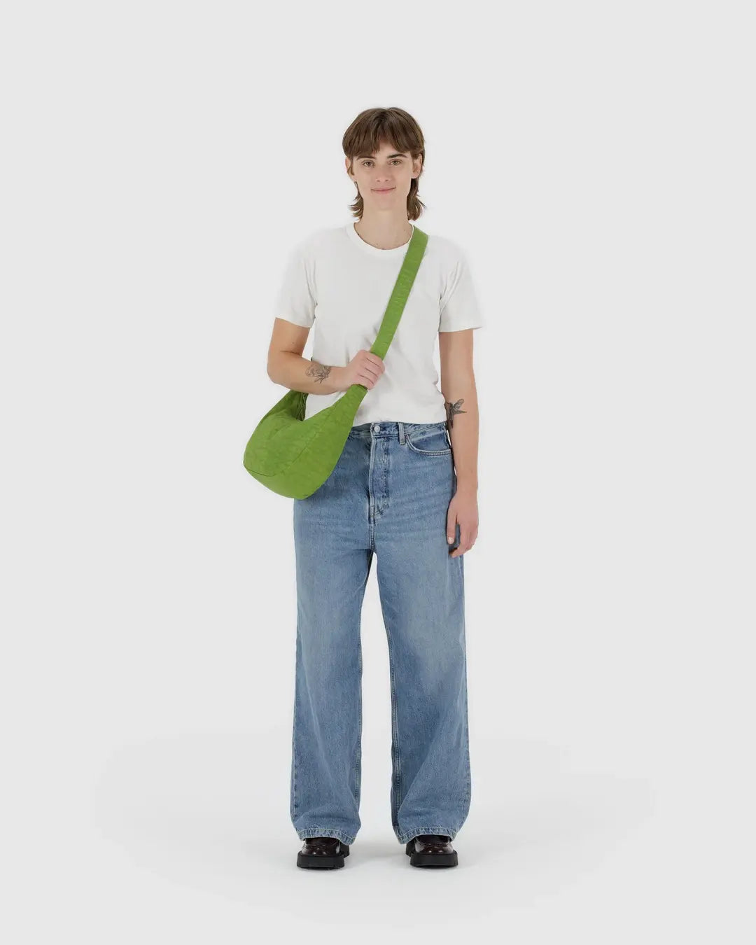 BAGGU Medium Nylon Crescent Bag - Green Juice