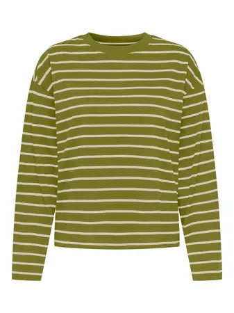 ONLY Happy Stripe Top in Olive