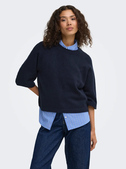 ONLY Simoni Boxy 3/4 Knit in Navy