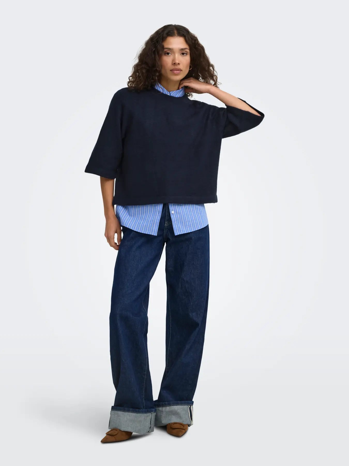 ONLY Simoni Boxy 3/4 Knit in Navy