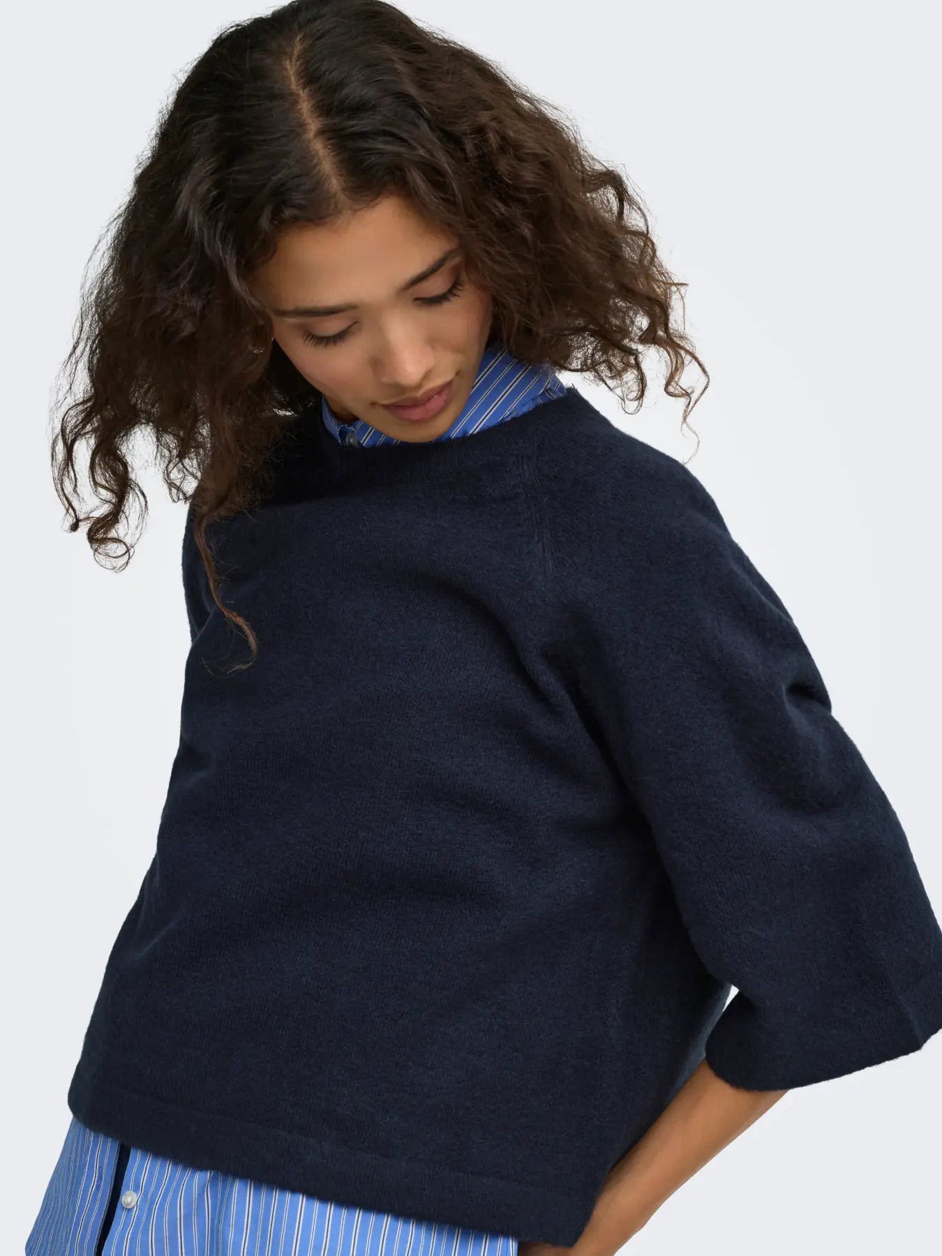 ONLY Simoni Boxy 3/4 Knit in Navy