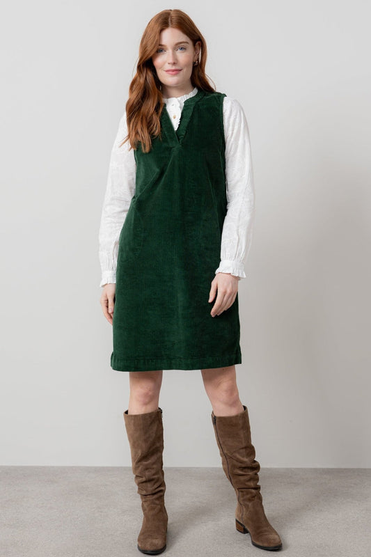 Lily & Me Belle Jumbo Cord Dress Pine Green