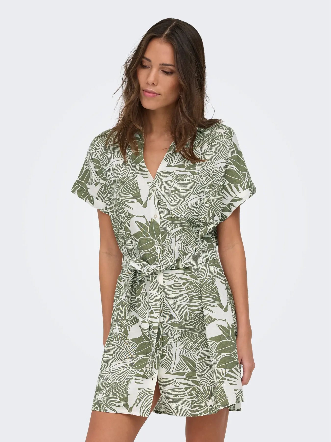 ONLY Jakiri Olive Linen Shirt Dress