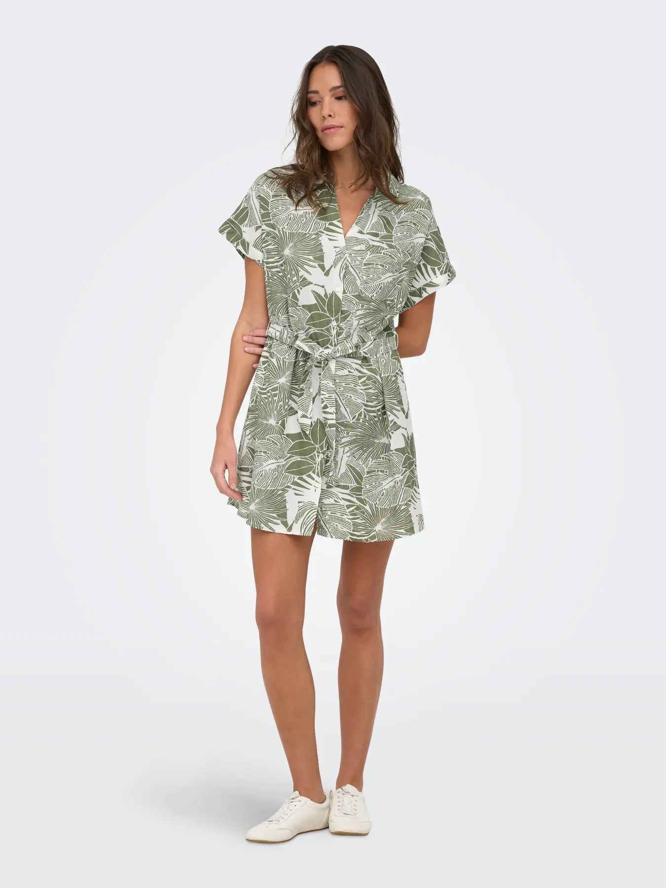 ONLY Jakiri Olive Linen Shirt Dress