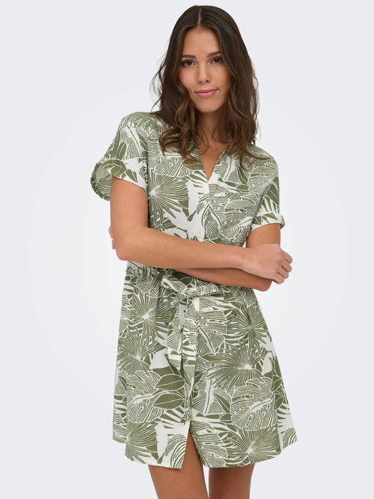 ONLY Jakiri Olive Linen Shirt Dress