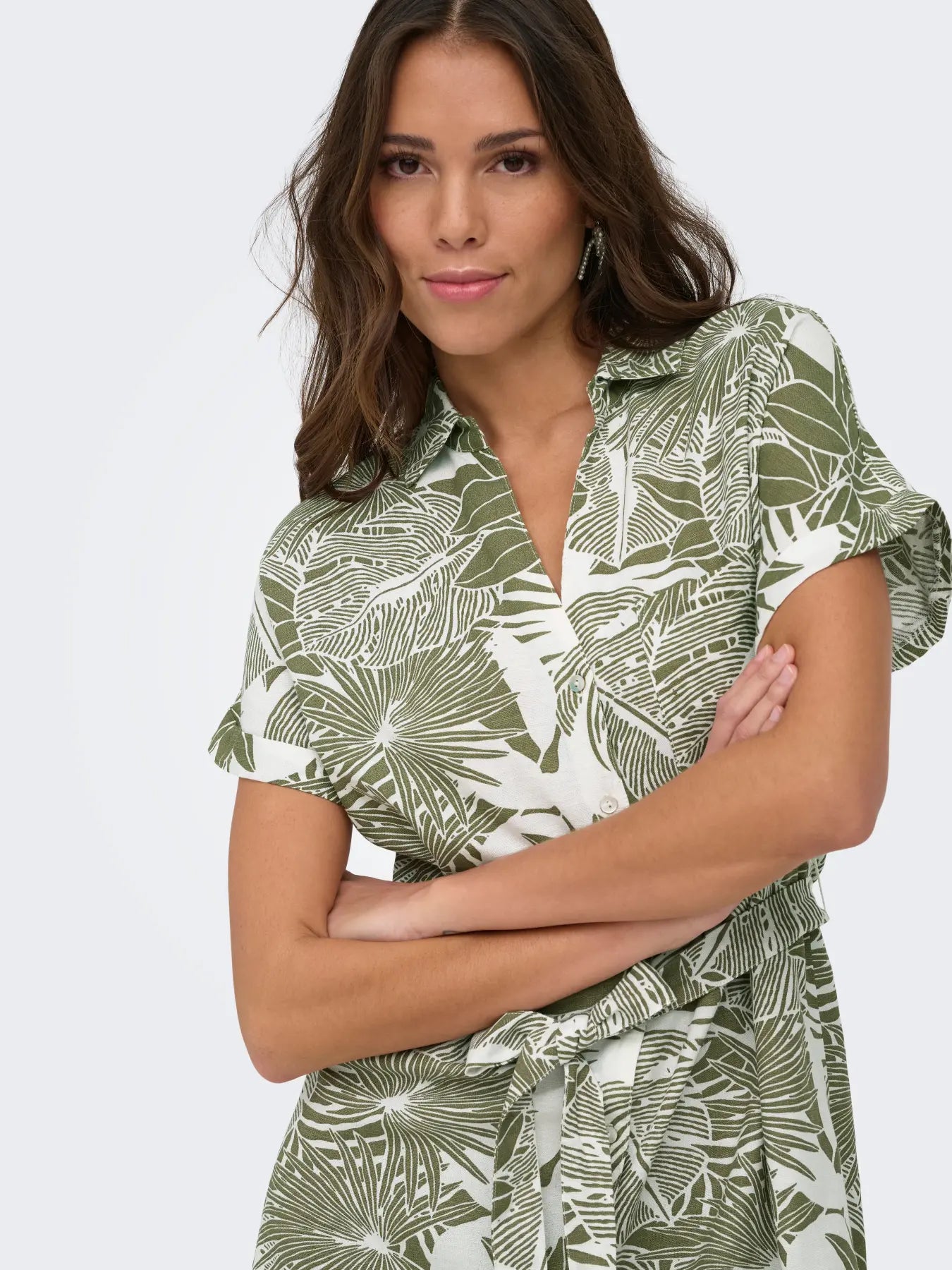 ONLY Jakiri Olive Linen Shirt Dress