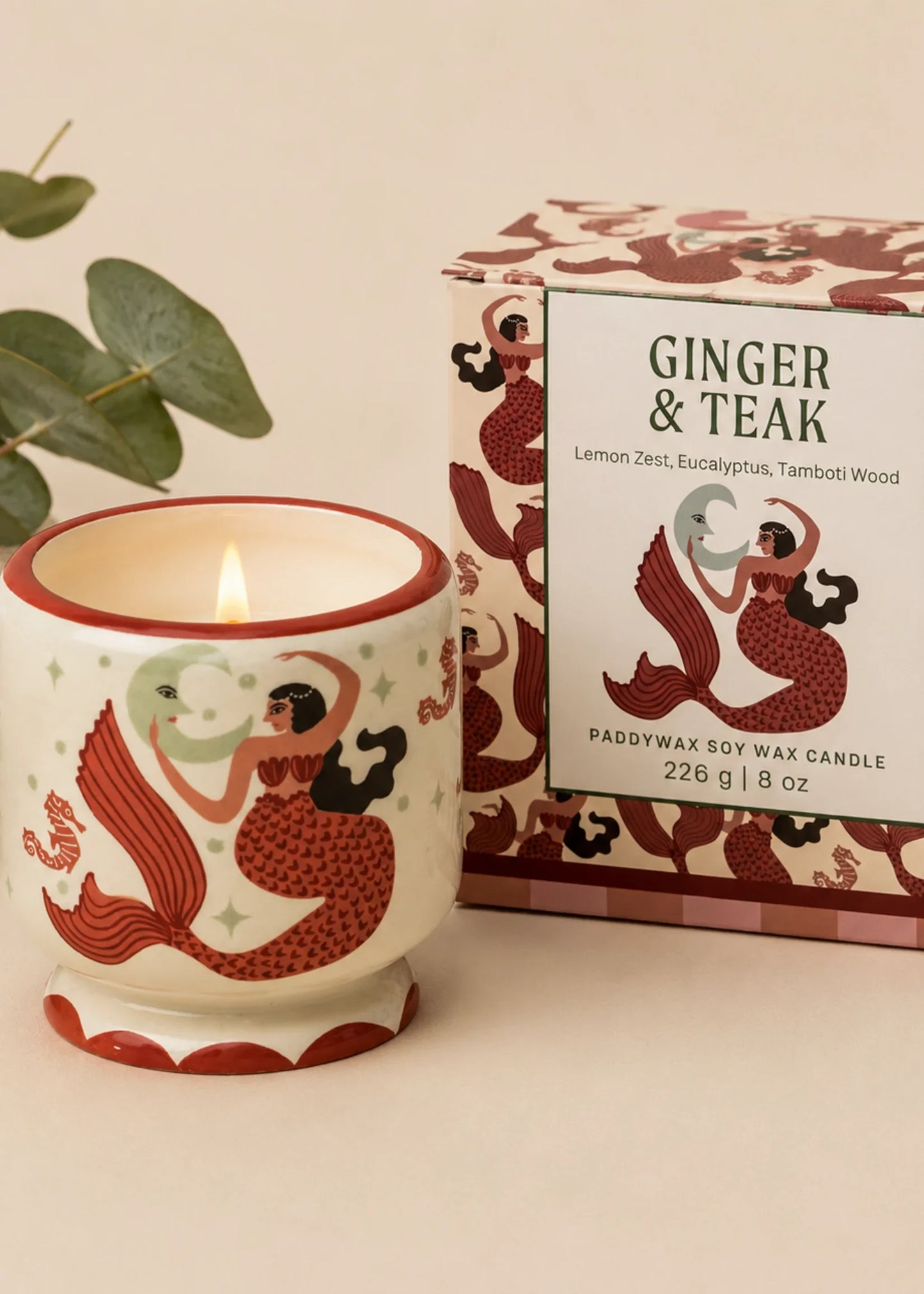 Paddywax Mermaid & Moon Ceramic Soy Candle