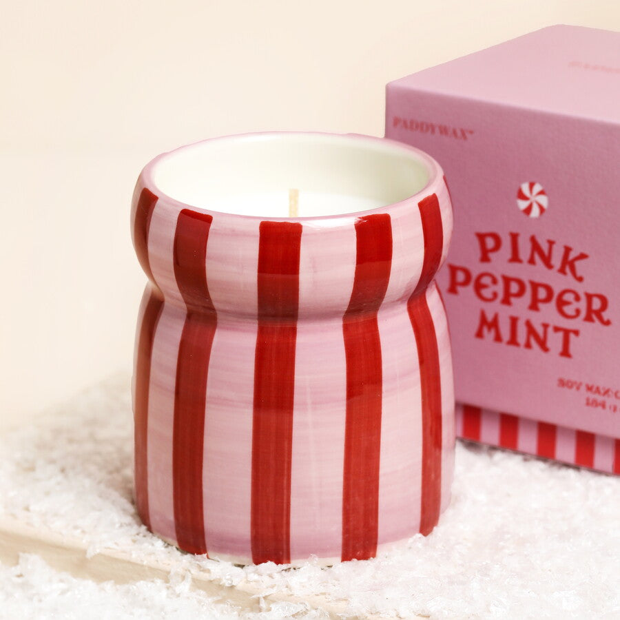 Paddywax Cabana Pink Peppermint Ceramic Candle