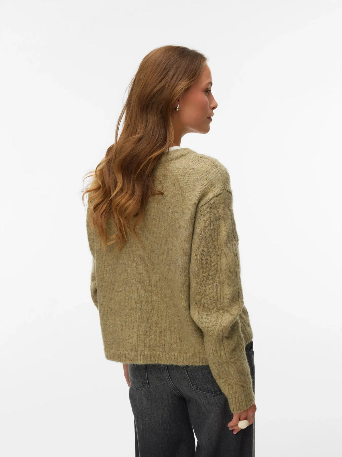 Vero Moda Ingrid Cable Knit Cardigan Oil Green