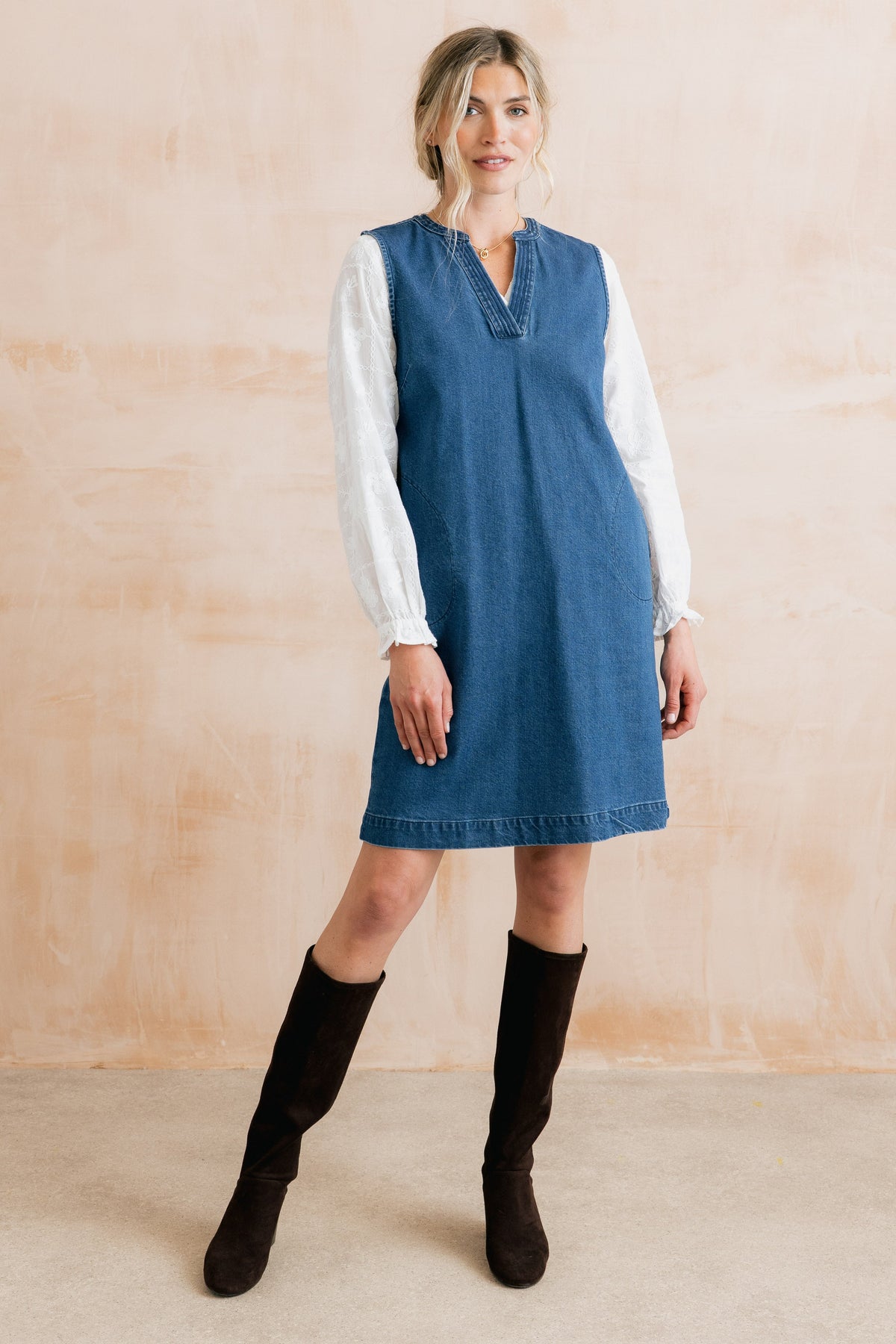 Lily & Me Belle Denim Pinafore Dress